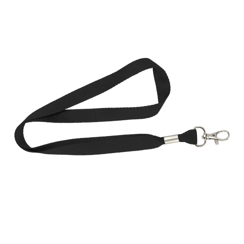 Flat 15mm Lanyards with Trigger Hook Black