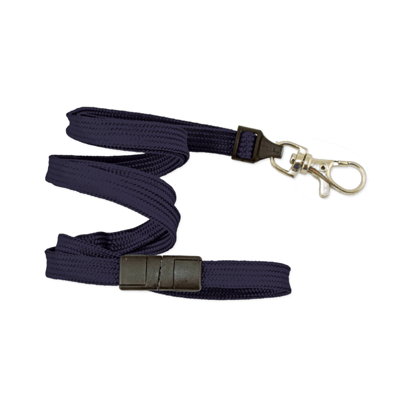 Tubular 10mm Break-Away Lanyards with Trigger Hook Navy blue